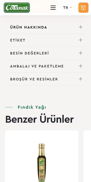 Çotanak Fındık Yağı