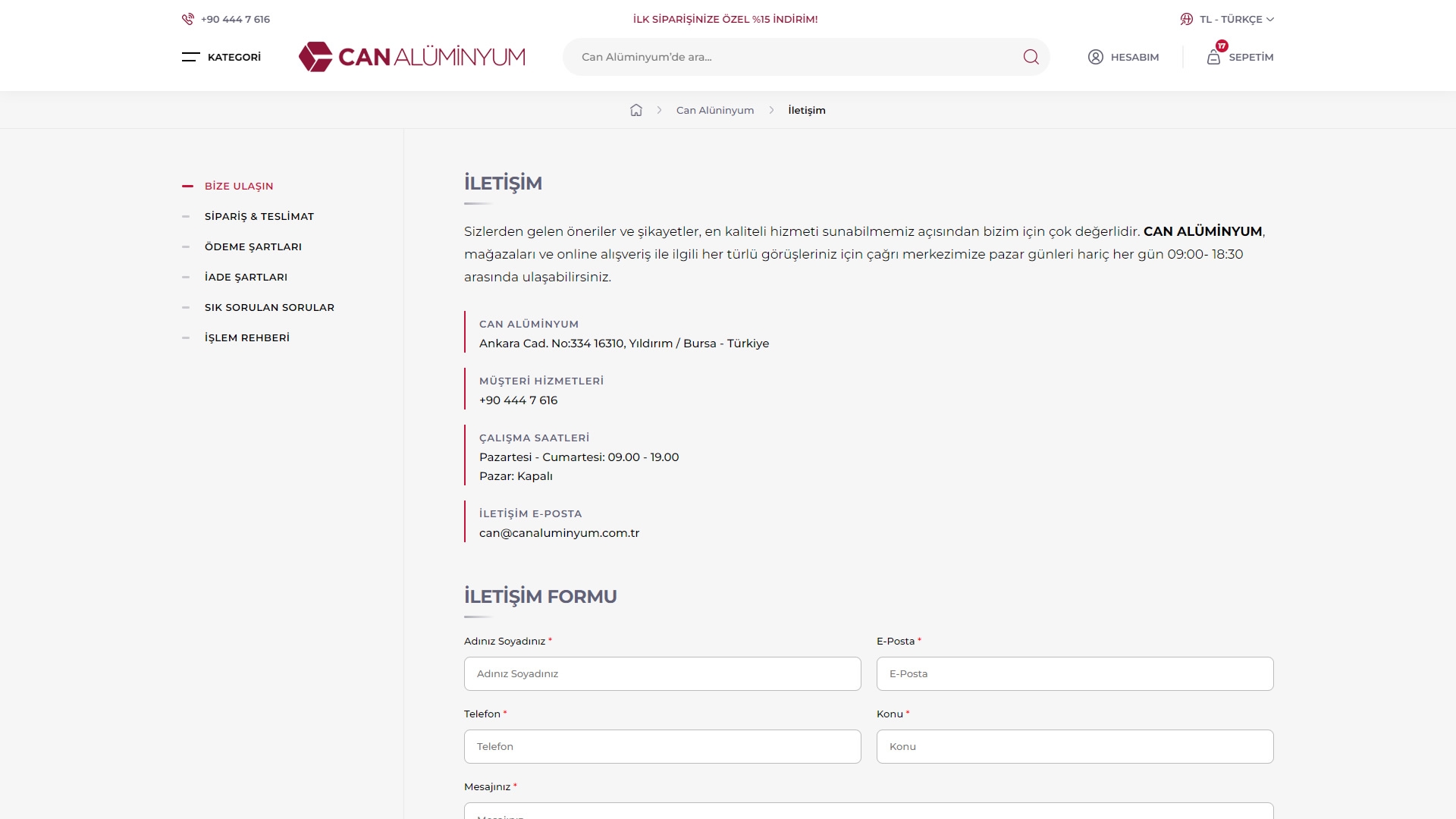 Can Alüminyum E-Ticaret