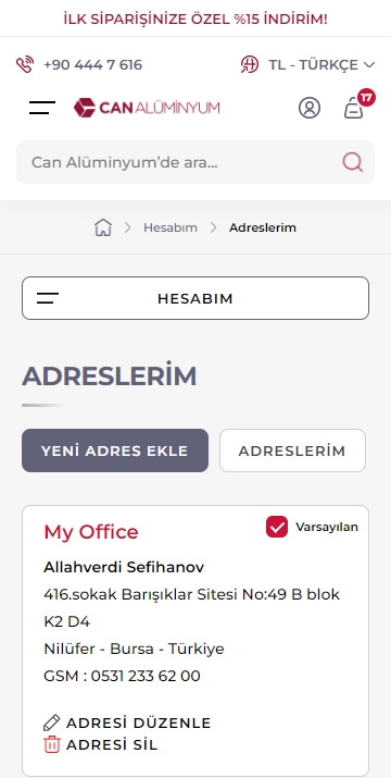 Can Alüminyum E-Ticaret